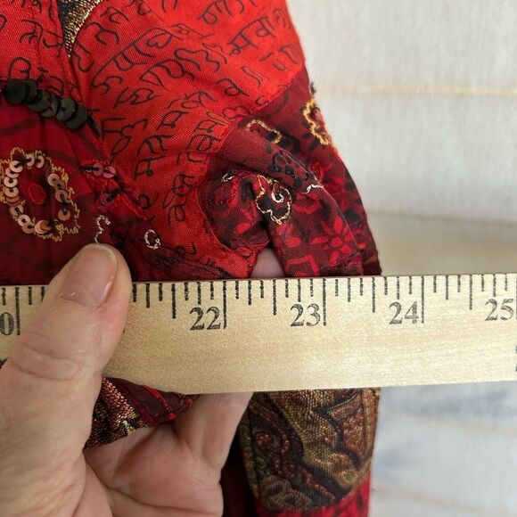 Chicos Red Tapestry Western Boho Jacket Blazer 2/L - Picture 7 of 9